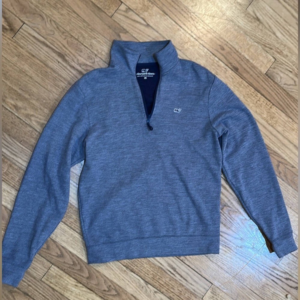 Vineyard Vines Saltwater Quarter-Zip Pullover — Heather Blue, Mens XS